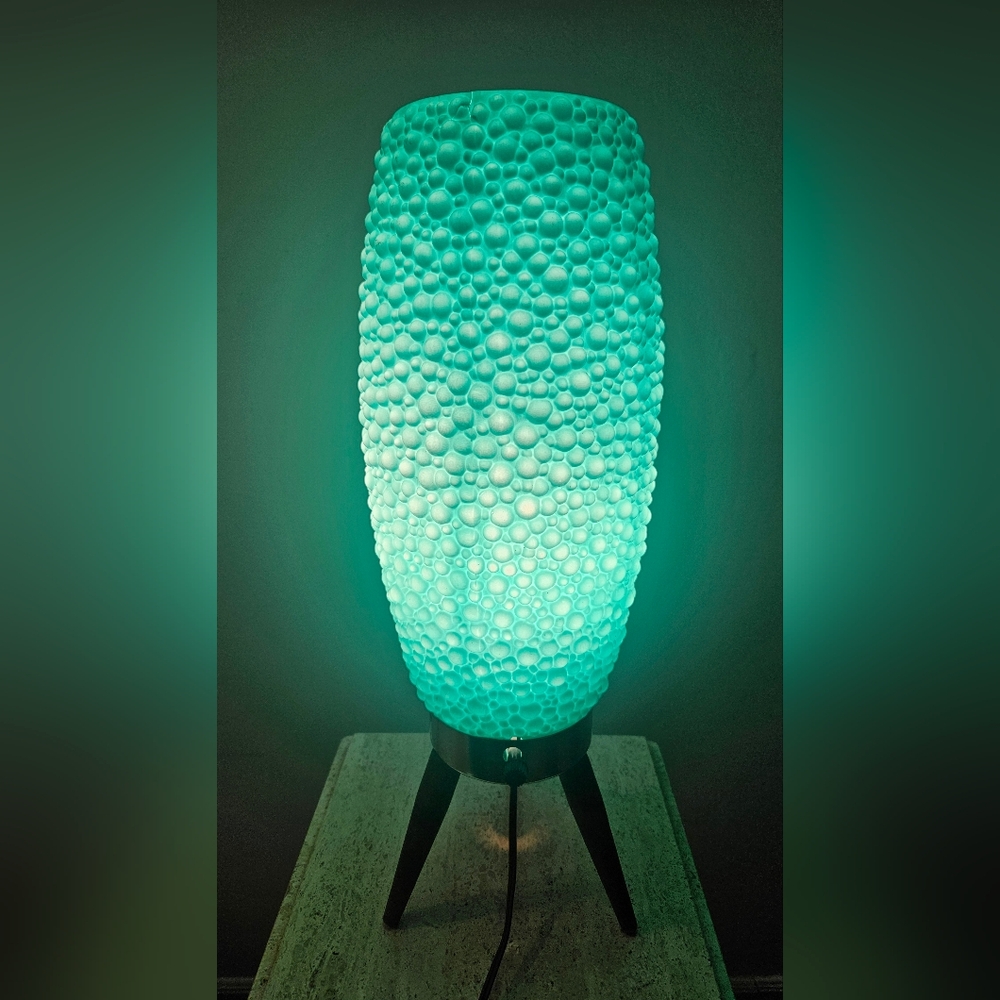 MCM Pair of Vintage Beehive Bubble Table Lamp Tripod Base